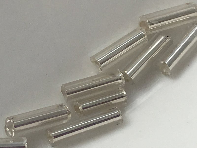 Golden Leaf Czech Bugle Beads 40 gr / 1.4 oz Crystal Silver Glass Tube Size #3 7mm - Image 2